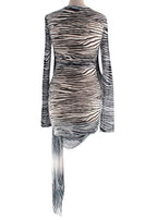 The Attico Zebra Print Mesh Mini Dress