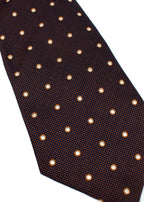 Isaia Navy and Brown Spotted Silk Tie