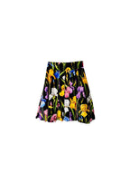 Black tulip printed velvet skirt