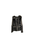Black leather & goat fur jacket