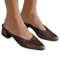 Mari Giudicelli  brown embossed leather mules