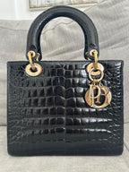 Dior Medium Lady Dior Black Alligator Bag
