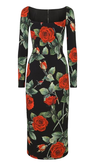 Dolce & Gabbana Rose Print Bodycon Dress