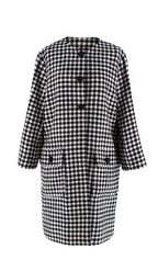 Black & White Houndstooth Wool Coat