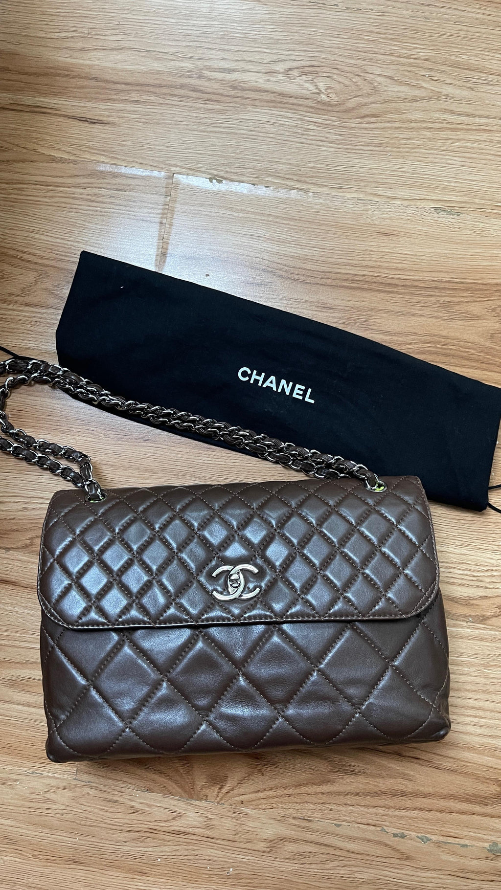 Brown Quilted Leather Business Shoulder Bag