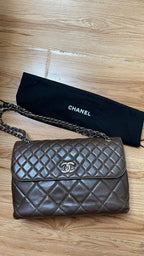 Brown Quilted Leather Business Shoulder Bag