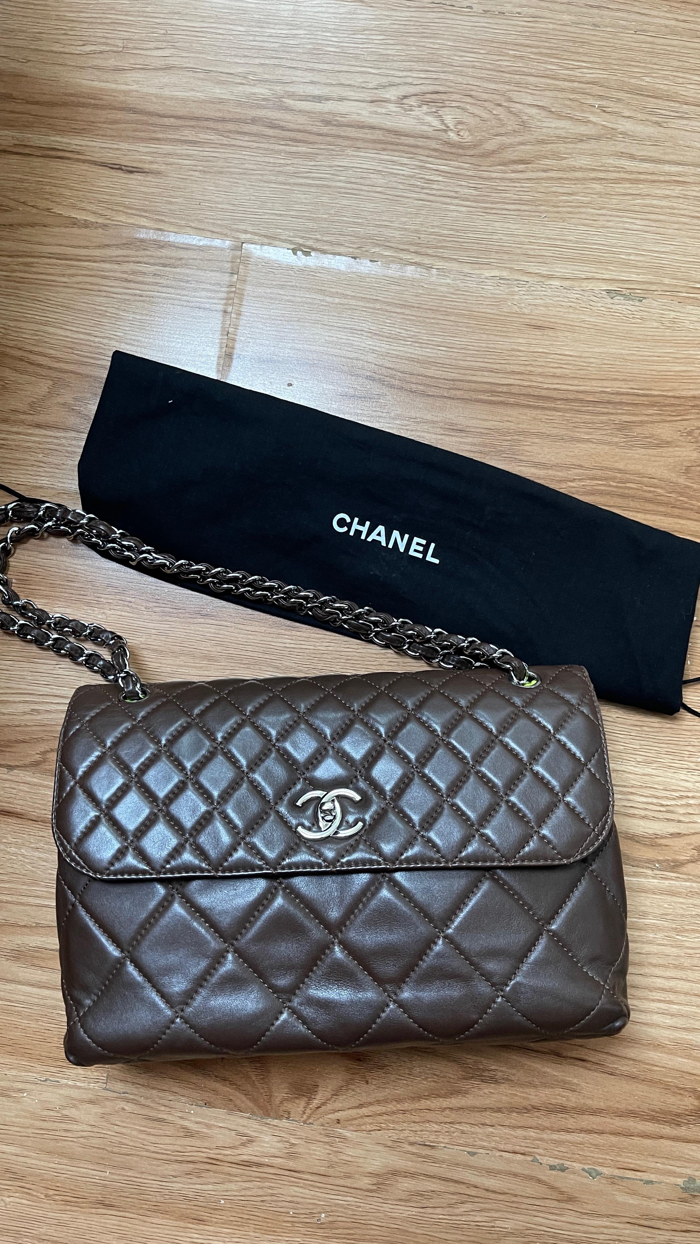 Brown Quilted Leather Business Shoulder Bag