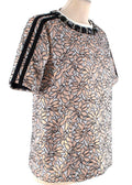 Jacquard Crystal Embellished Collar Top