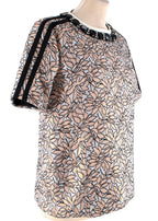 Jacquard Crystal Embellished Collar Top