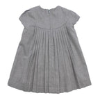 Tartine et Chocolat Grey Flannel Short Sleeve Pleated Dress