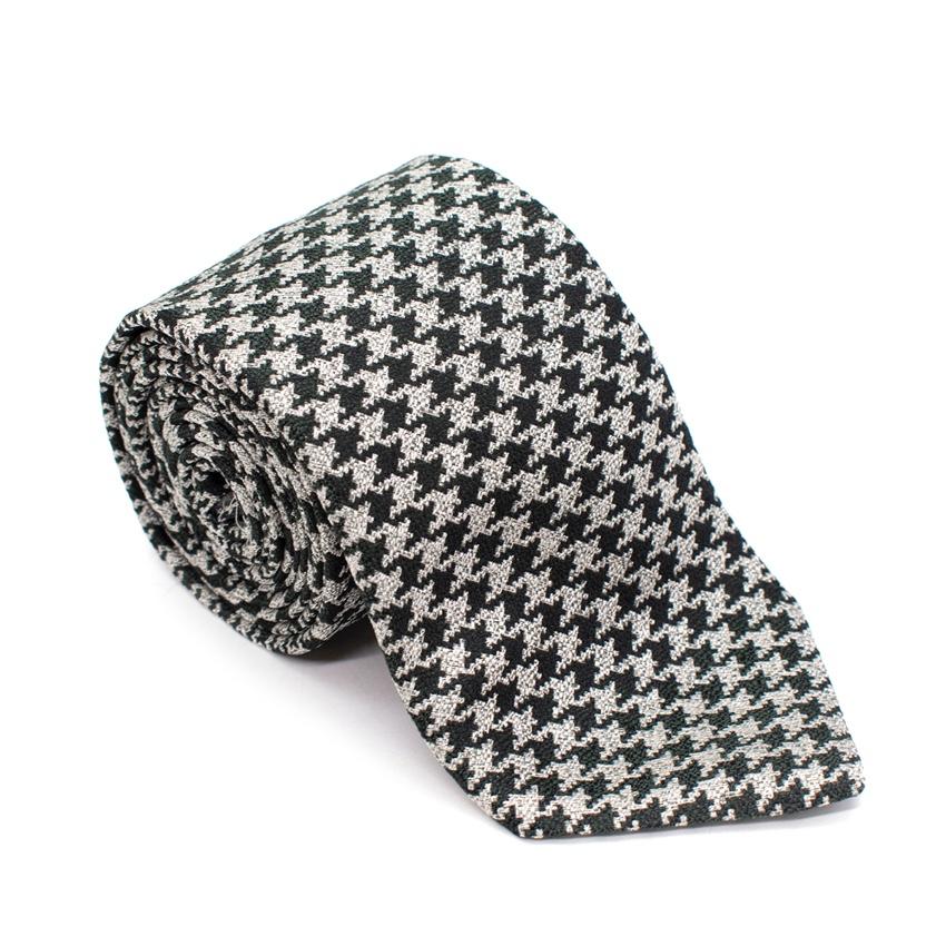 Hickey Freeman Green & Grey Houndstooth Tie
