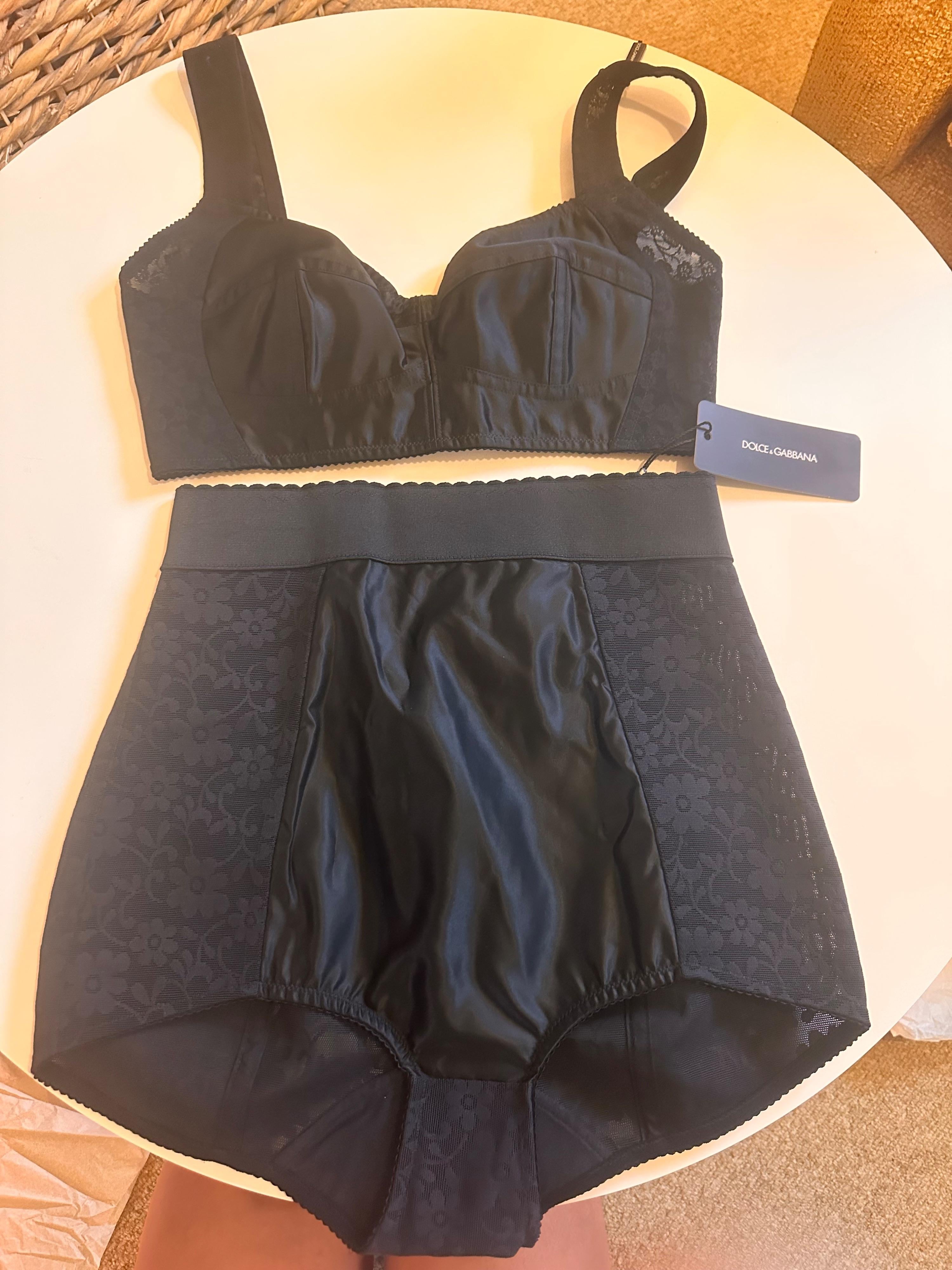 Dolce & Gabbana Black Corset Top And Hot pants Set