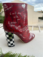Dlce & Gabbana Red Graffiti Print Heeled Boots