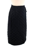 Celine Black Quilted Satin Pencil Skirt