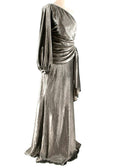 Maria Lucia Hohan Amaris Khaki Lurex Velvet One Shoulder Gown