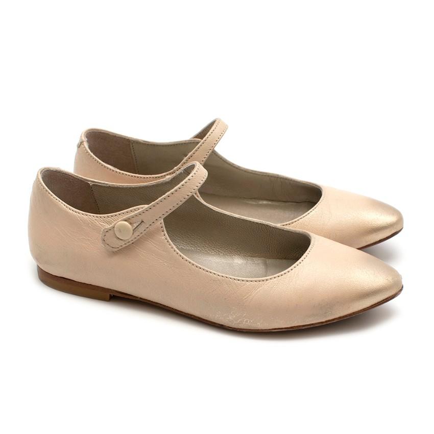 Bonpoint Vanilla Caprin Leather Mary-Jane Shoes