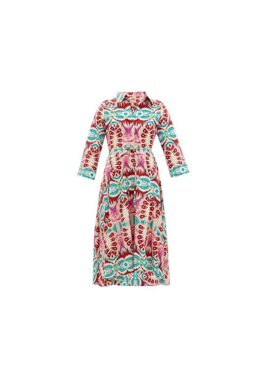 multicolour block print cotton dress