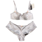 Chantal Thomass Cloud Grey Silk Balconette Bra & French Short Set
