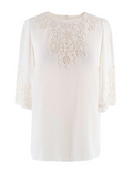 Cream Silk Blend Floral Crochet Top