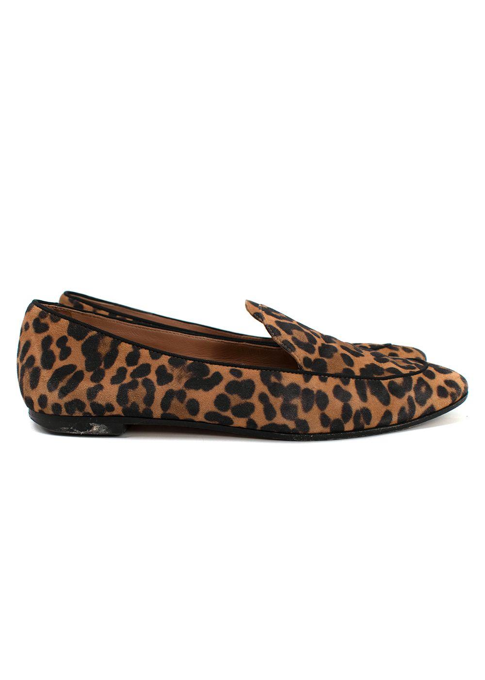 Aquazzura Leopard Print Suede Loafers