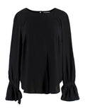 Frame Black Silk Voluminous Cuff Blouse
