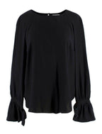 Frame Black Silk Voluminous Cuff Blouse