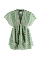 Chanel Mint Green Metallic Woven Petal Applique Top