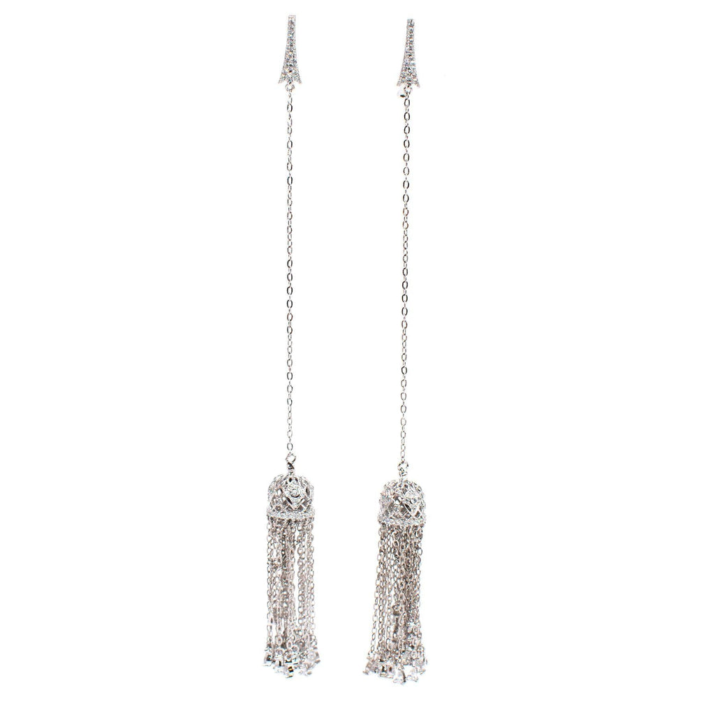Yana Jewellery Sterling Silver Rock Crystal & Topaz Tassel Earrings