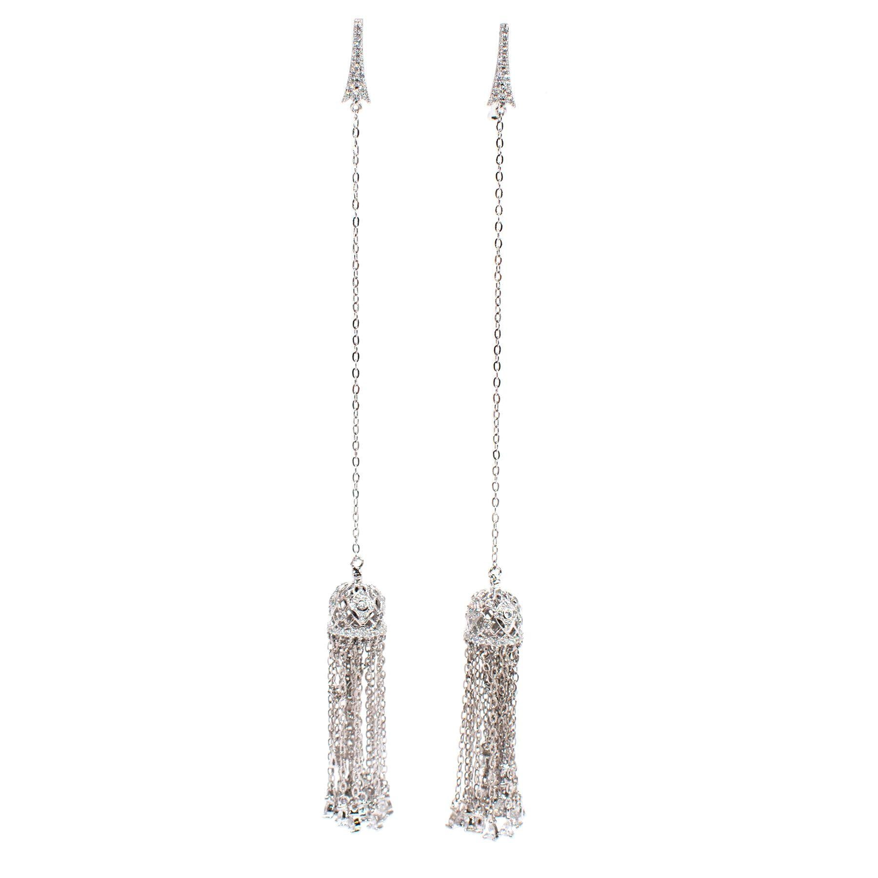 Yana Jewellery Sterling Silver Rock Crystal & Topaz Tassel Earrings