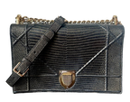 Dior Black and Gold Lizard Medium Diorama Flap Bag