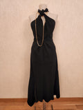 Black Crepe Chain Detail Asymmetric Midi Dress