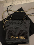 Black Calfskin Mini Hobo 22 Bag