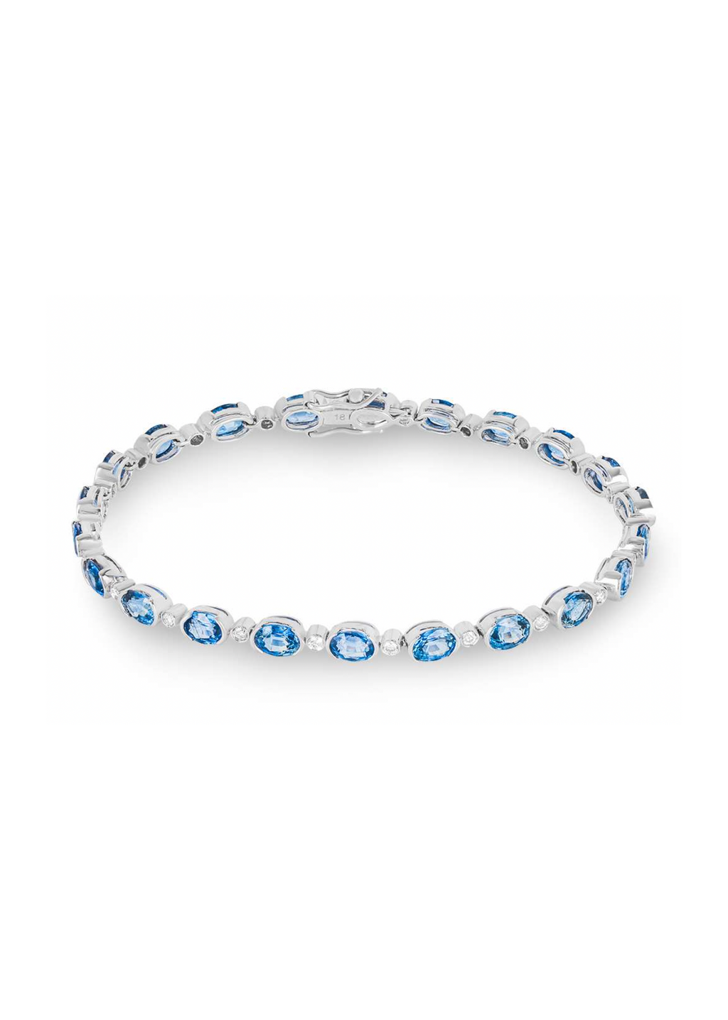18ct White Gold Diamond & Sapphire Line Bracelet