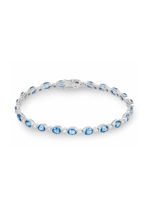 18ct White Gold Diamond & Sapphire Line Bracelet