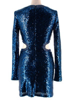 Staud Cobalt Sequin Long Sleeve Mini Dolce Dress
