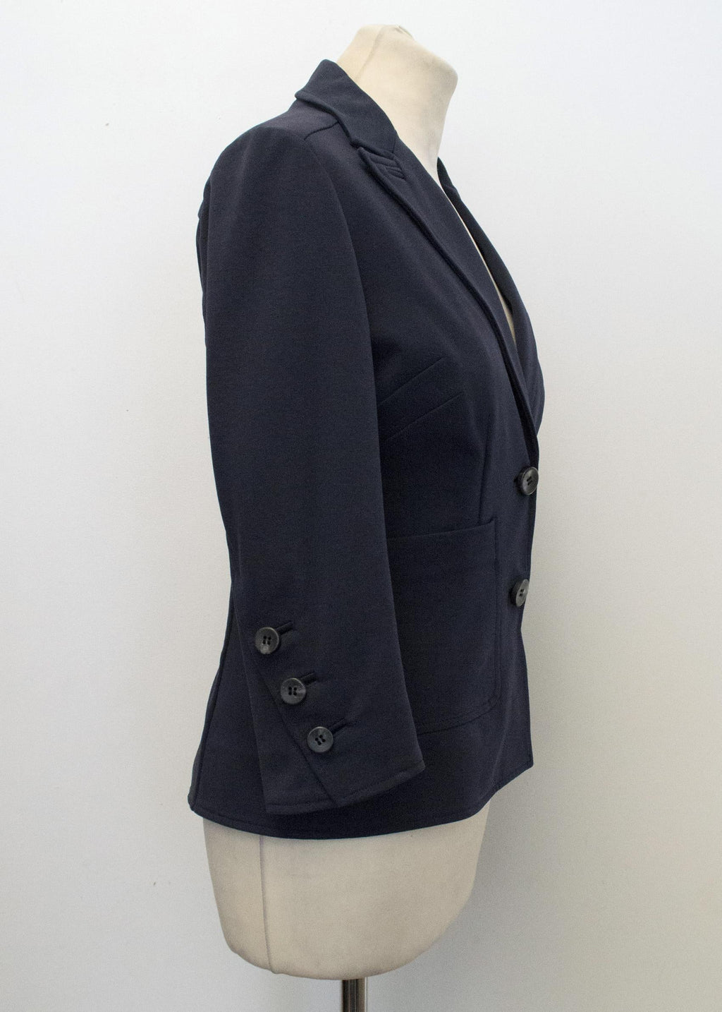 Diane Von Furstenberg Navy  Cropped Sleeve Blazer