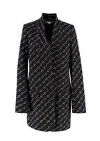 Stella McCartney Black Logo Print Wool Blend Coat