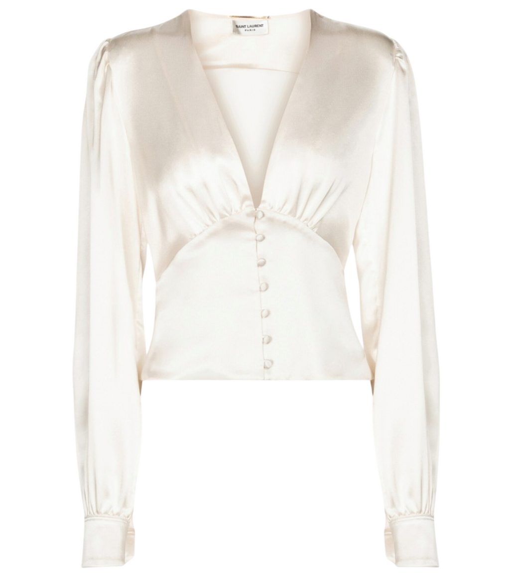 Saint Laurent Cream Silk Blouse