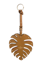 Valentino Tan Leather Monstero Leaf Keyring
