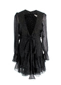 Diane Von Furstenberg Black Polkadot Chiffon Wrap Mini Dress