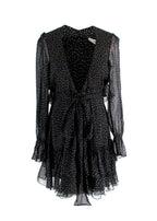 Diane Von Furstenberg Black Polkadot Chiffon Wrap Mini Dress