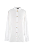 Balmain White Cotton Button-down Collarless Shirt
