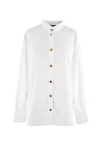 Balmain White Cotton Button-down Collarless Shirt