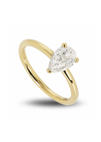 18kt Yellow Gold Pear Cut Diamond Engagement Ring - Size 53