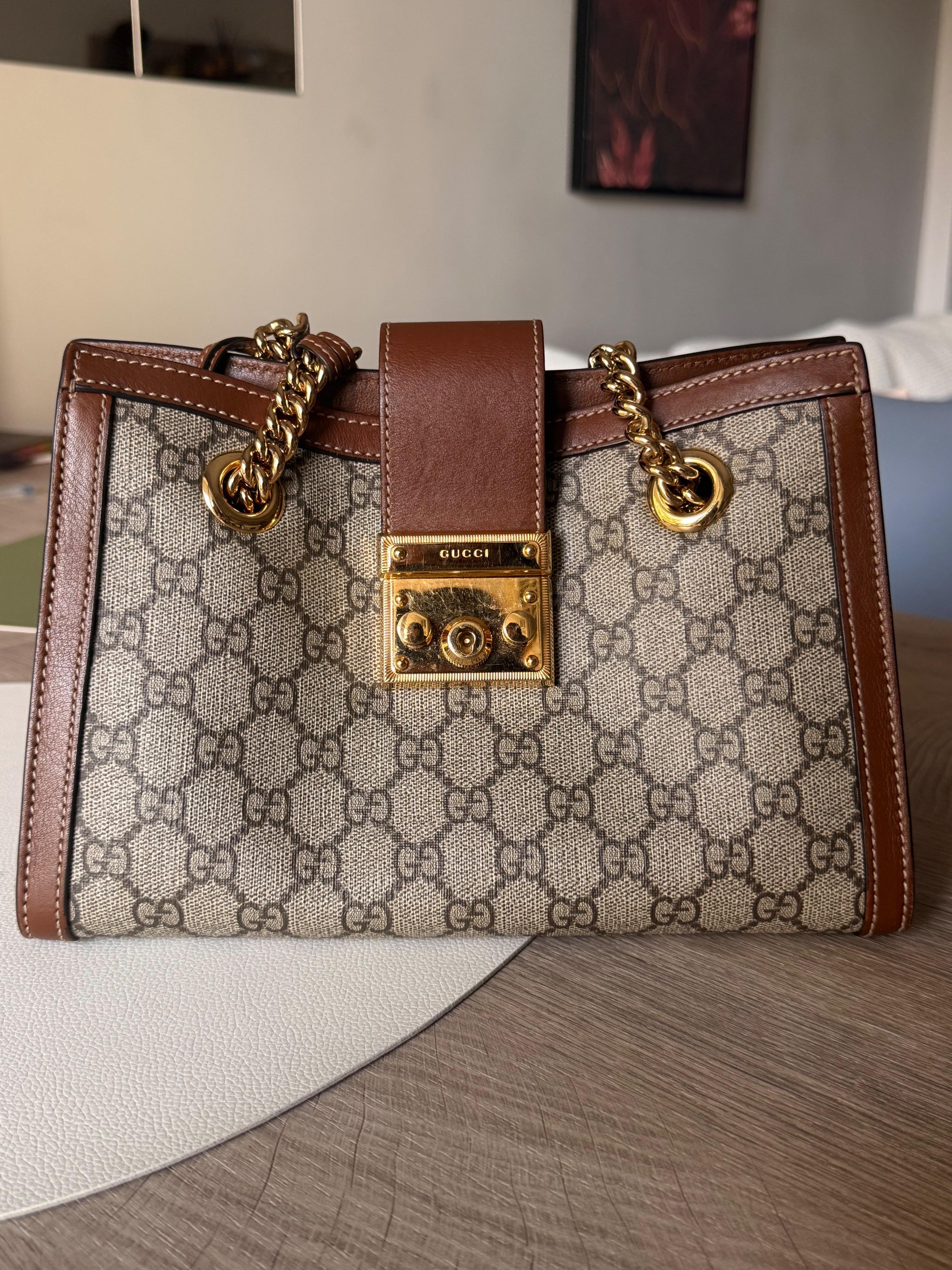 Gucci Coated Canvas Padlock Shoulder Bag