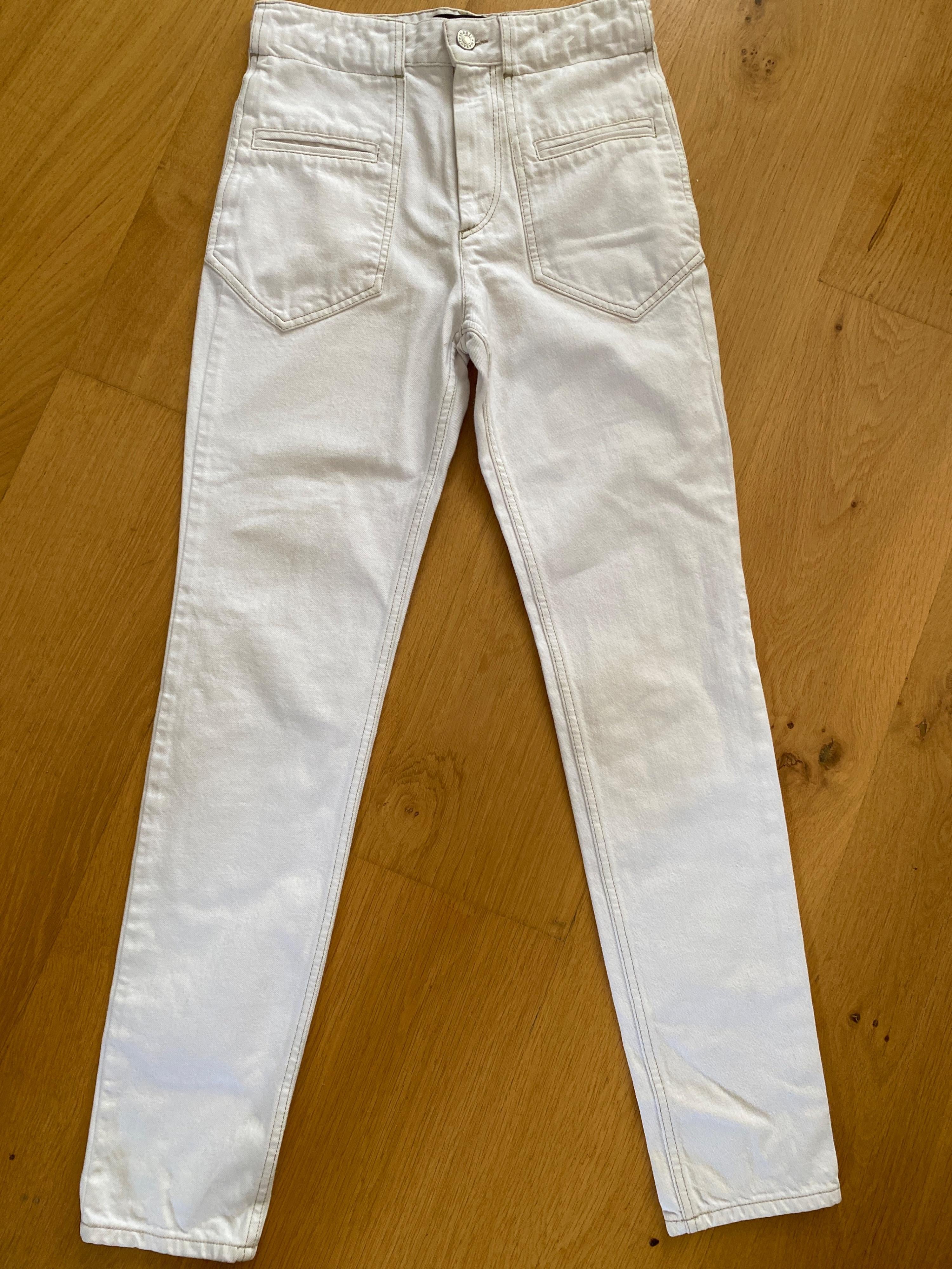 Contrast Stitch High Rise White Jeans