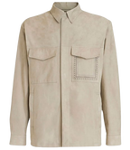 Beige Leather Over-Shirt / Jacket