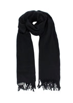 Hermes Black Cashmere Tassel Scarf