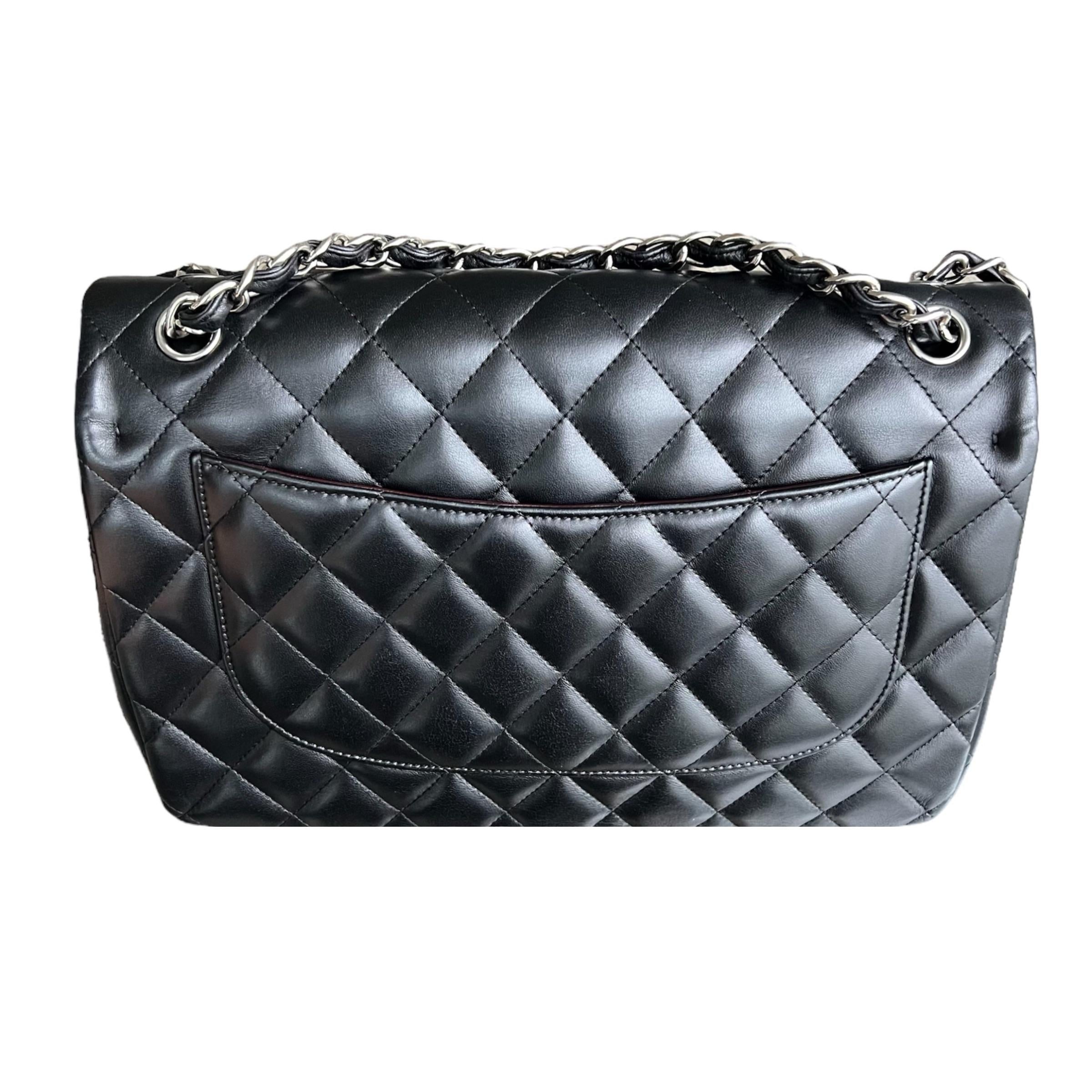 Chanel Black Lambskin Jumbo Double Flap Bag