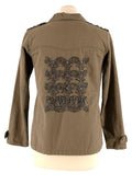 Balmain Khaki Embellished Cotton Military Jacket